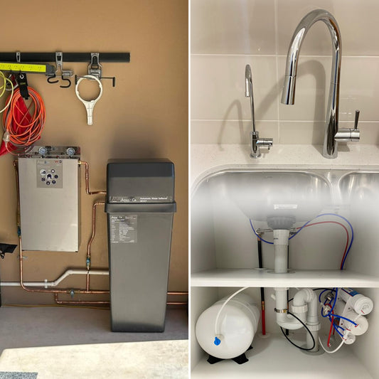 AquaCo Whole House Water Filtration System and SEV17 Softener Combo Pro