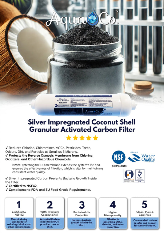 11" x 2.5" 5 Micron AquaCo Silver Impregnated Coconut Carbon Inline Filter
