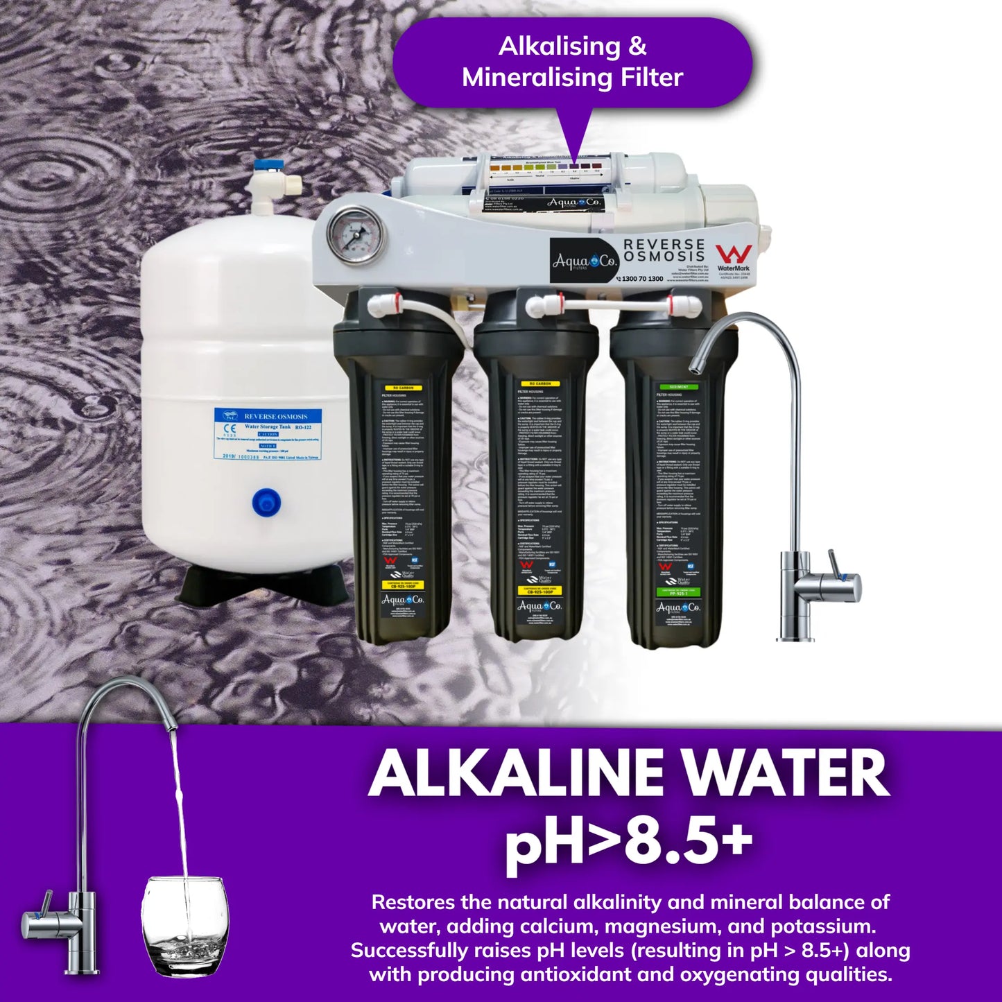 AquaCo 5 Stage Undersink Reverse Osmosis Drinking Water Filter System