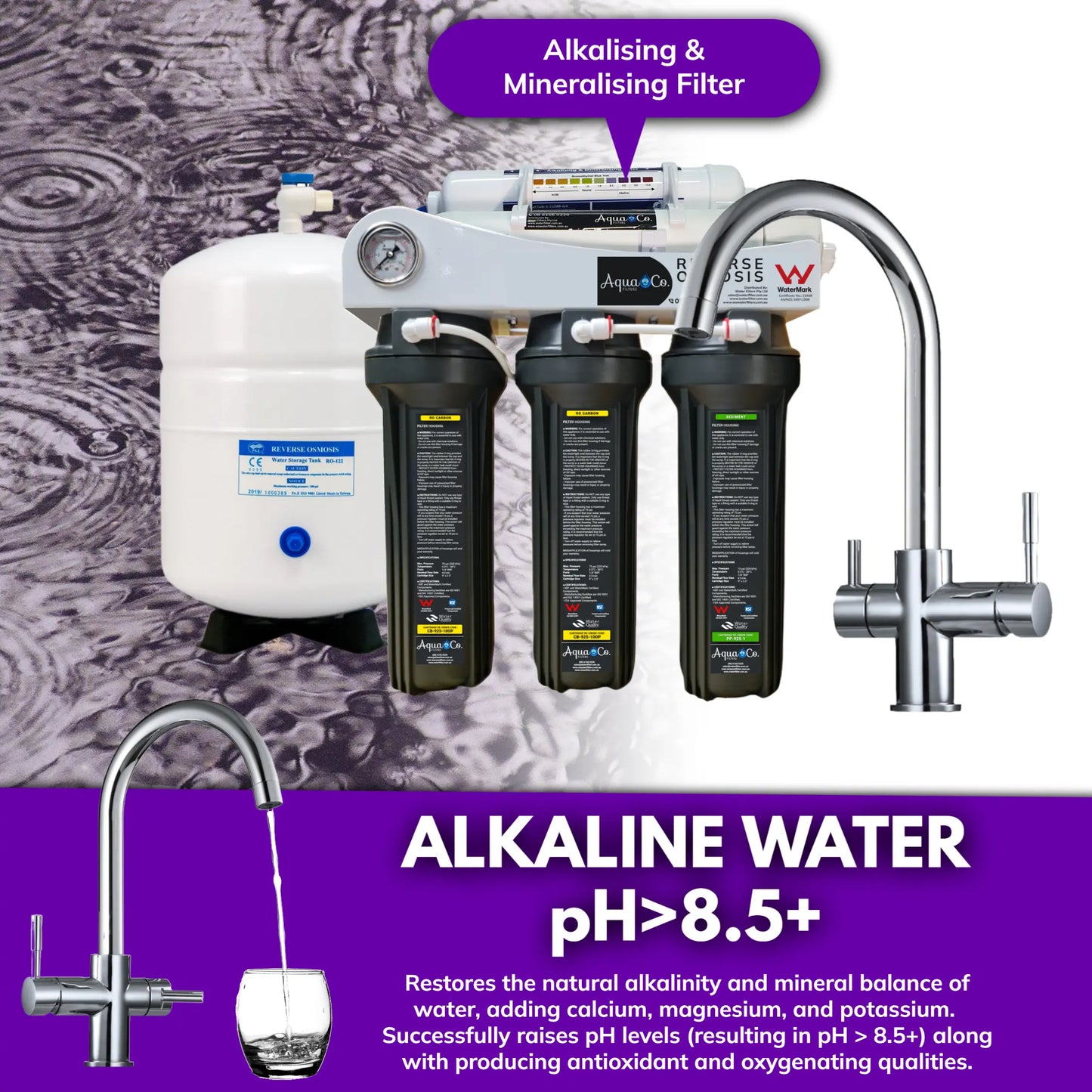 Bundle Deal: AquaCo 5 Stage Reverse Osmosis with 3 Way Mixer – Avoid Drilling a Hole and Replace Your Kitchen Mixer with a 3 Way Tap