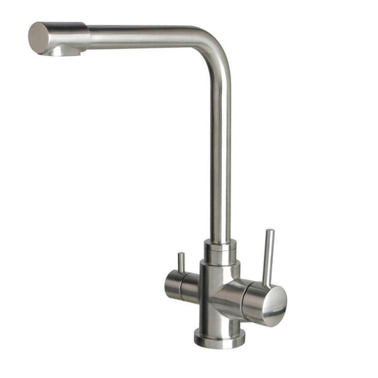 AquaCo Stainless Steel Long 3-Way Mixer - Model: 3W-LN-SS
