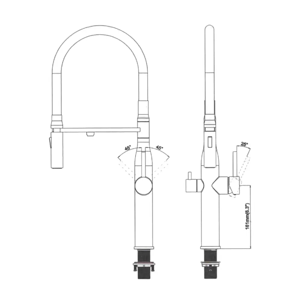 AquaCo Stainless Steel Pull Out Hose 3 Way Mixer - Model: 3W-PO-SS