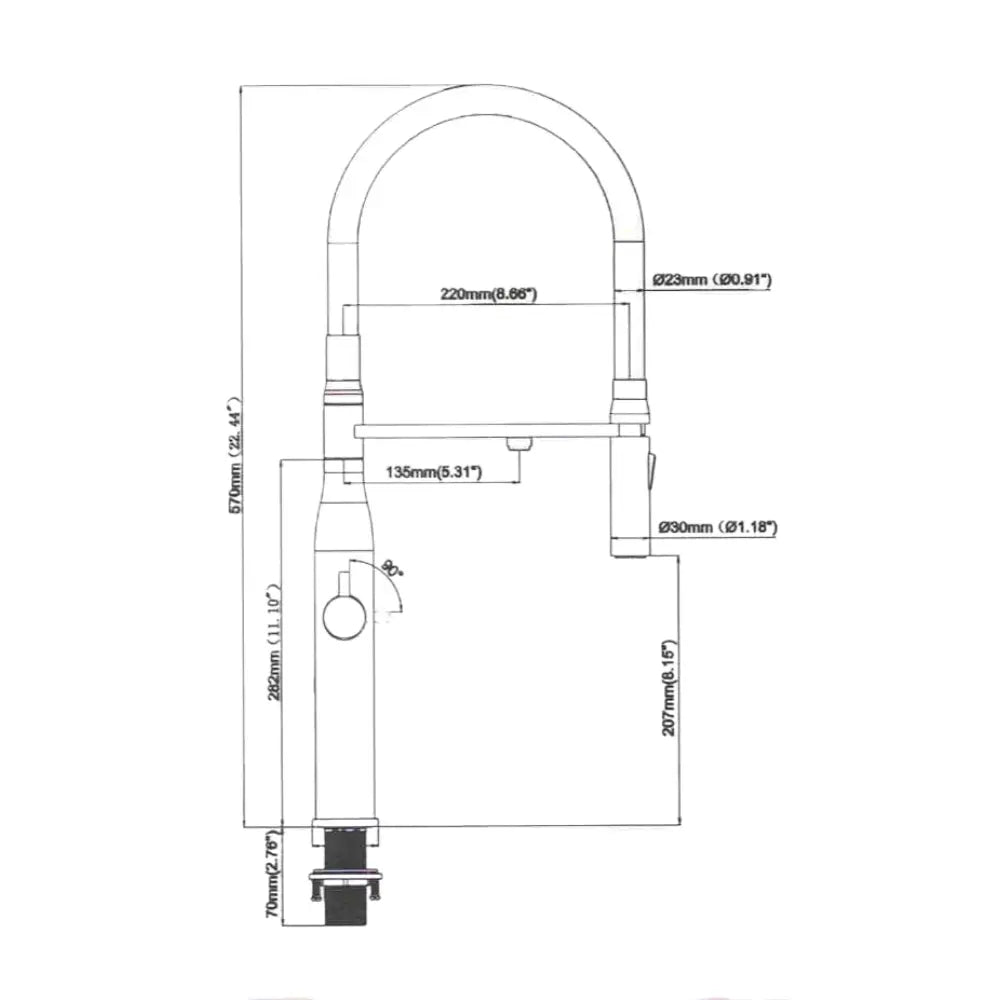 AquaCo Stainless Steel Pull Out Hose 3 Way Mixer - Model: 3W-PO-SS