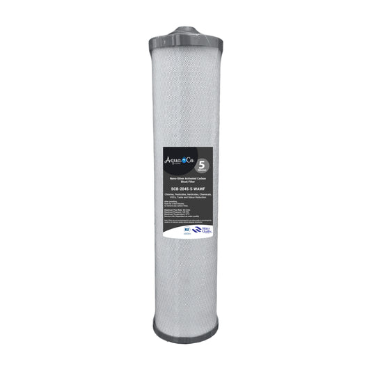 AquaCo 20" x 4.5" 5 Micron Silver Carbon Block Cartridge