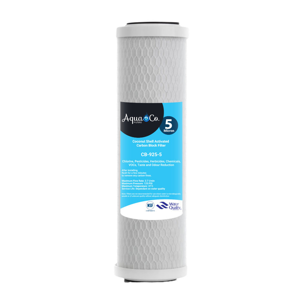 9" x 2.5" 5 Micron AquaCo Carbon Block Filter Cartridge