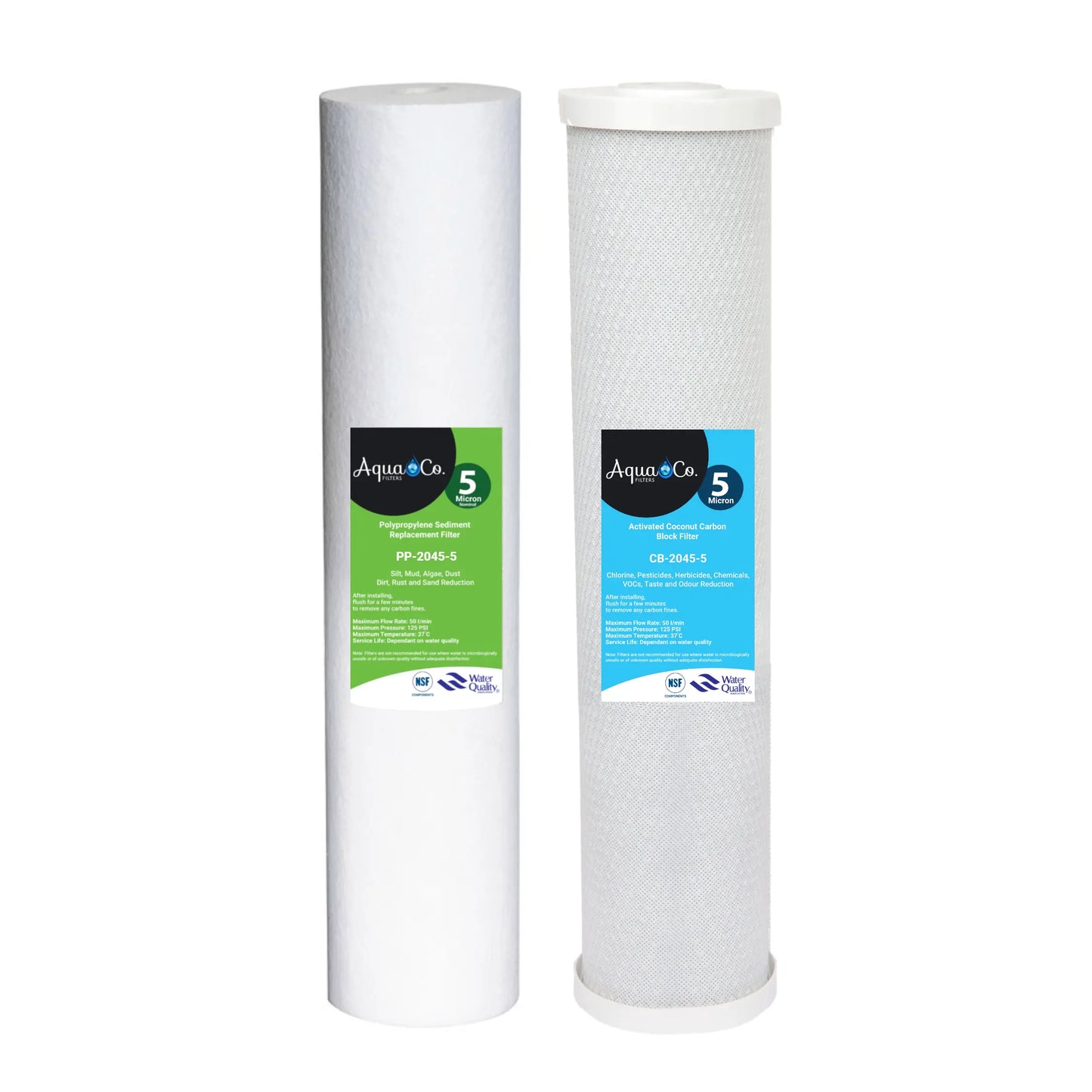 WA Bundle Deal: 20" x 4.5" Sediment & Carbon Replacement Filter Cartridges Set
