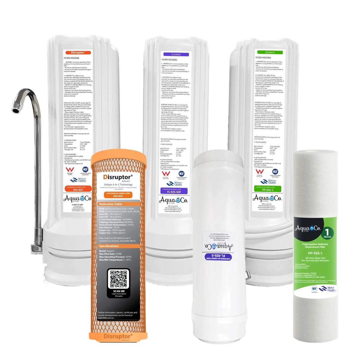 AquaCo CTOP-925SFD Countertop Water Filter - Reduces PFAS Compounds, Chlorine, Taste, Odours, Parasites, Viruses, Bacteria, Lead and Fluorides.