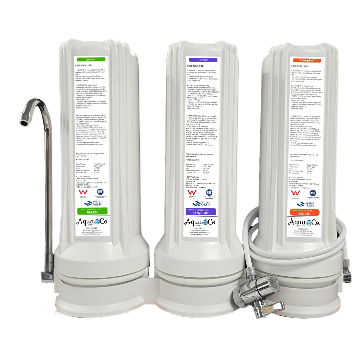 AquaCo CTOP-925SFD Countertop Water Filter - Reduces PFAS Compounds, Chlorine, Taste, Odours, Parasites, Viruses, Bacteria, Lead and Fluorides.