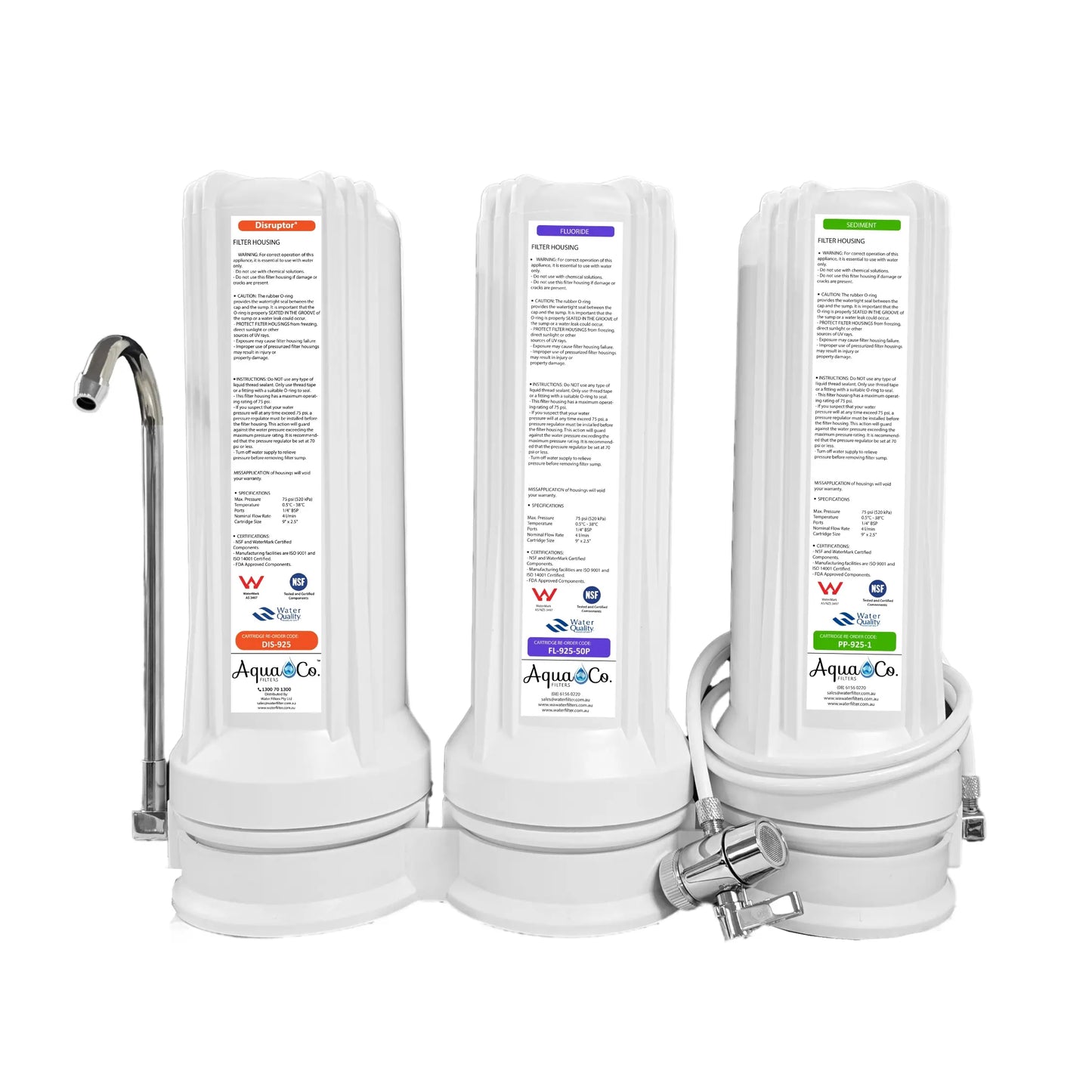 AquaCo CTOP-925SFD Countertop Water Filter - Reduces PFAS Compounds, Chlorine, Taste, Odours, Parasites, Viruses, Bacteria, Lead and Fluorides.