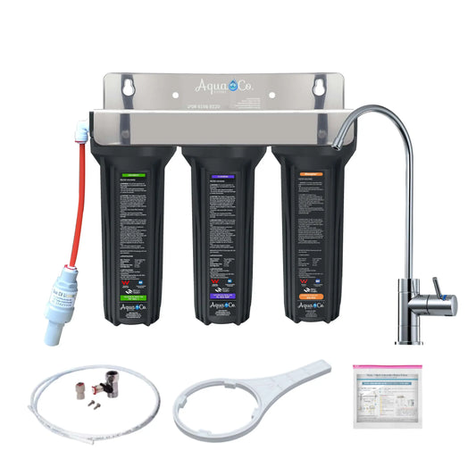 AquaCo® SYS-925SFD Undersink Water Filter - Reduces PFAS Compounds, Chlorine, Taste, Odours, Parasites, Bacteria, Lead and Fluorides.