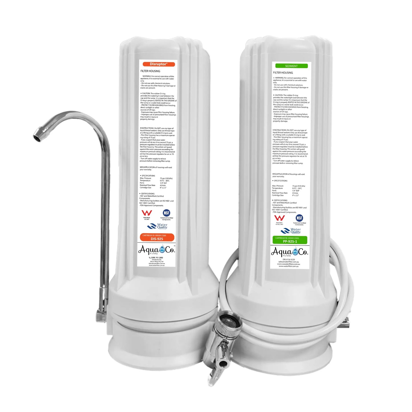 AquaCo CTOP-925SD Countertop Water Filter - Reduces PFAS Compounds, Chlorine, Taste, Odours, Parasites, Viruses, Bacteria, and Lead.