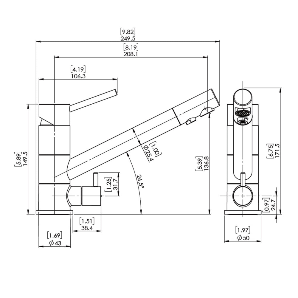 AquaCo Chrome Nova 3 Way Mixer - Model: 3W-NV-CH