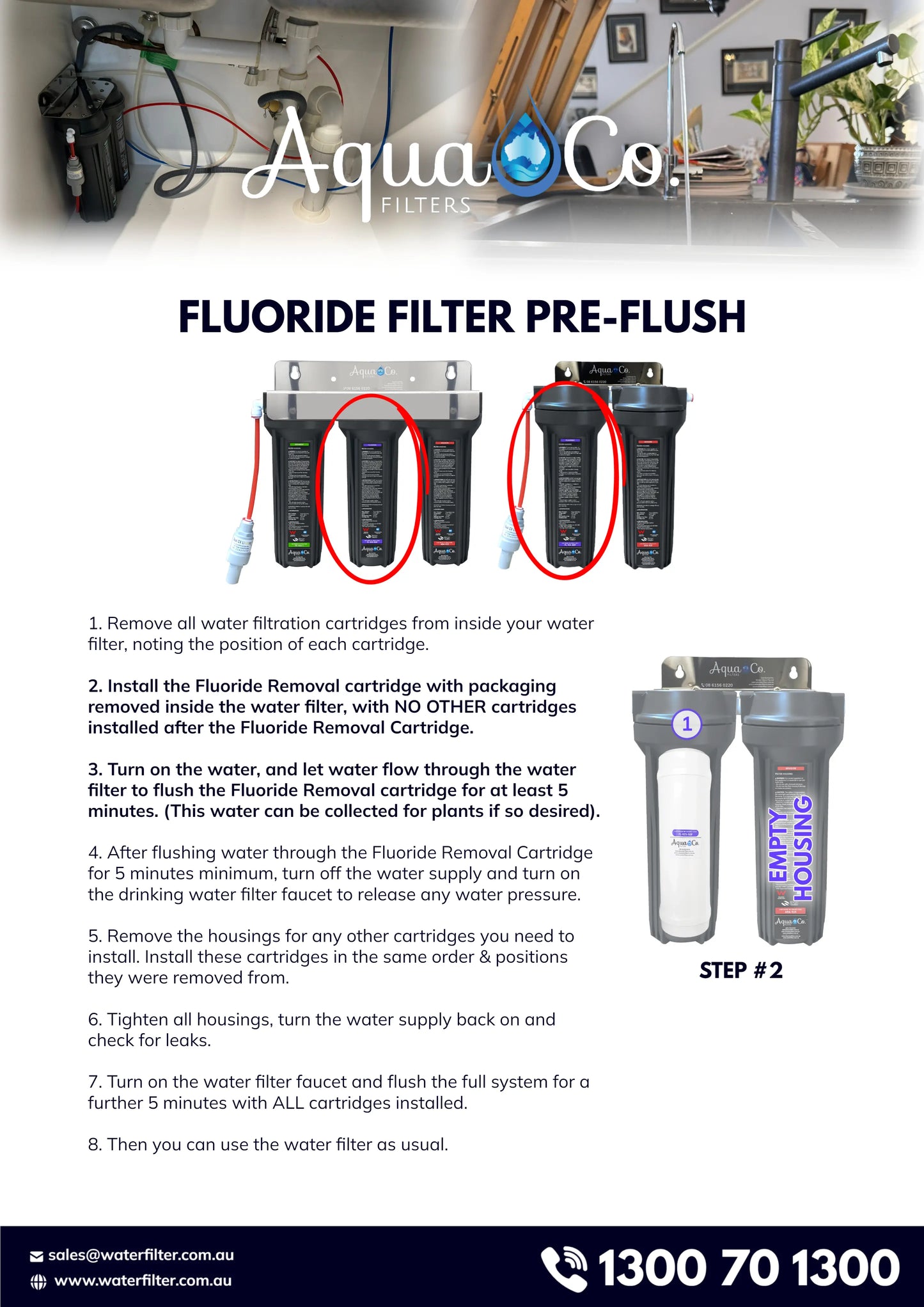 3 Way Mixer Tap with AquaCo SYS-925FD Undersink Water Filter - Reduces PFAS Compounds, Chlorine, Taste, Odours, Parasites, Bacteria, Lead and Fluorides.