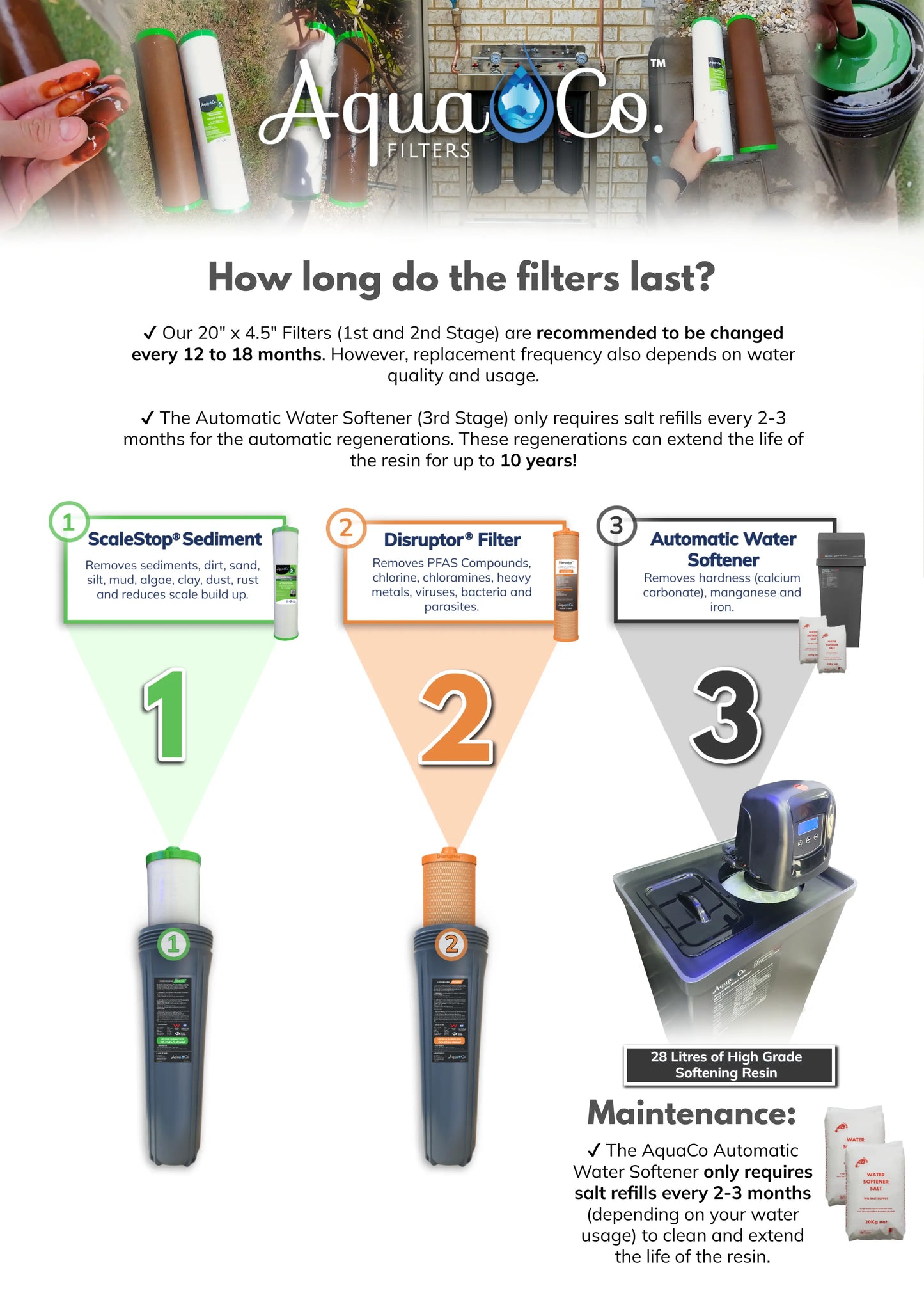 AquaCo SEV17 Whole House Water Softener with Advanced PFAS Filtration & ROCOMP Reverse Osmosis
