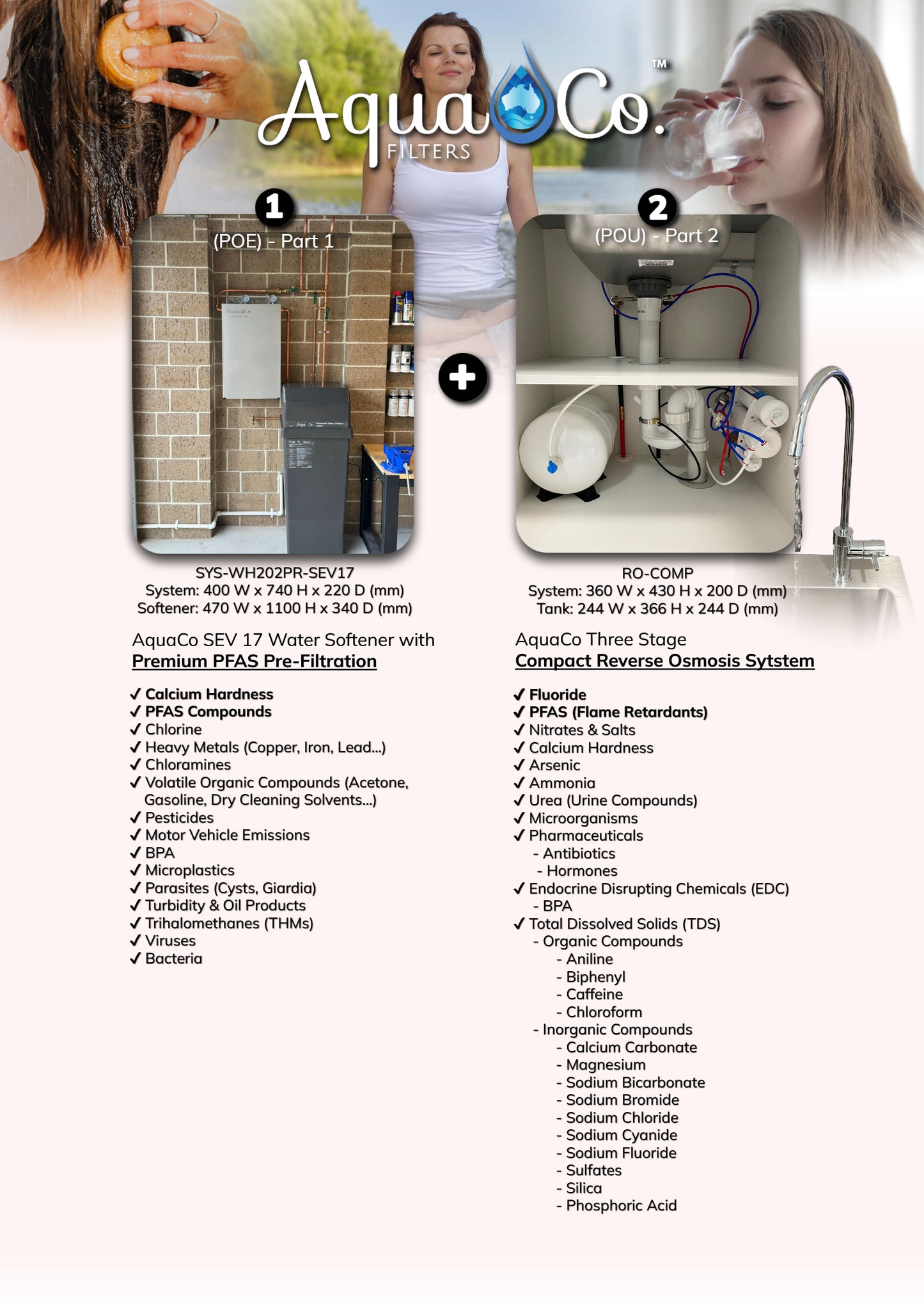 AquaCo SEV17 Whole House Water Softener with Advanced PFAS Filtration & ROCOMP Reverse Osmosis