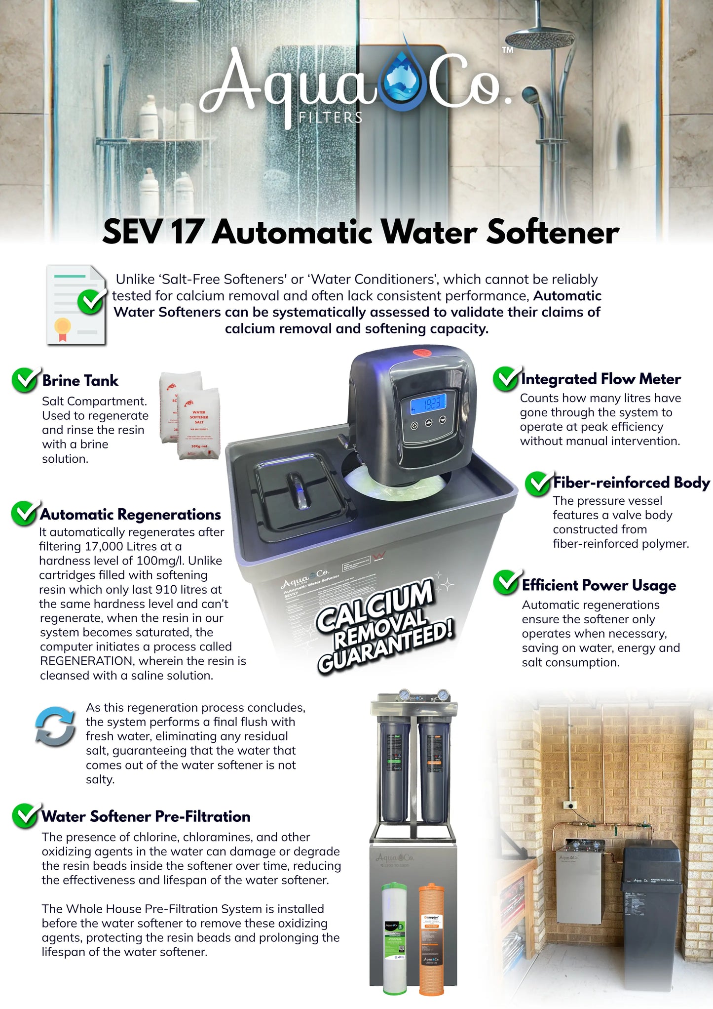 AquaCo SEV17 Whole House Water Softener with Advanced PFAS Filtration & ROCOMP Reverse Osmosis
