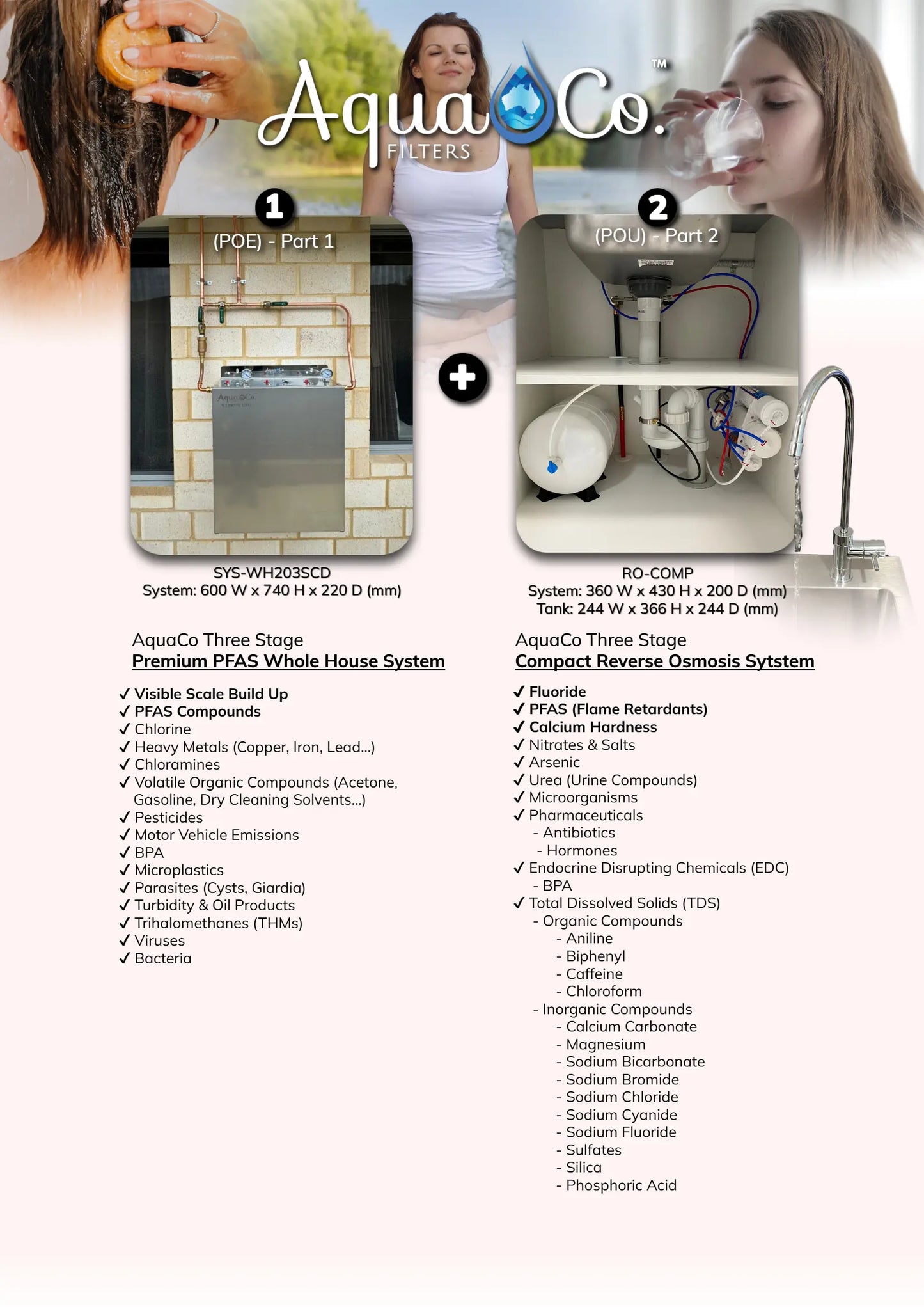AquaCo Premium PFAS Whole House Water Filter System W/ ROCOMP Reverse Osmosis