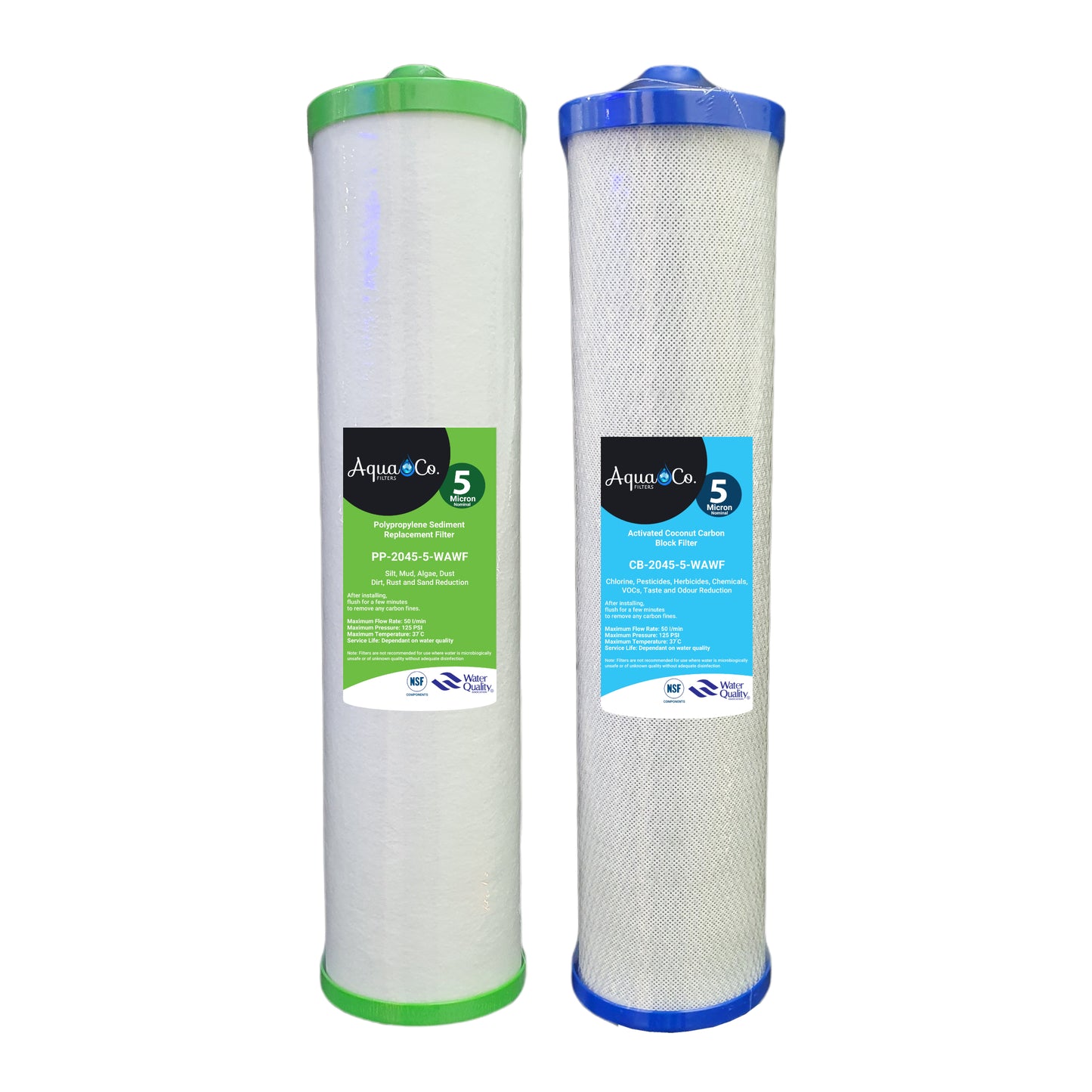 AquaCo Classic 20" x 4.5" Sediment & Carbon Replacement Filters