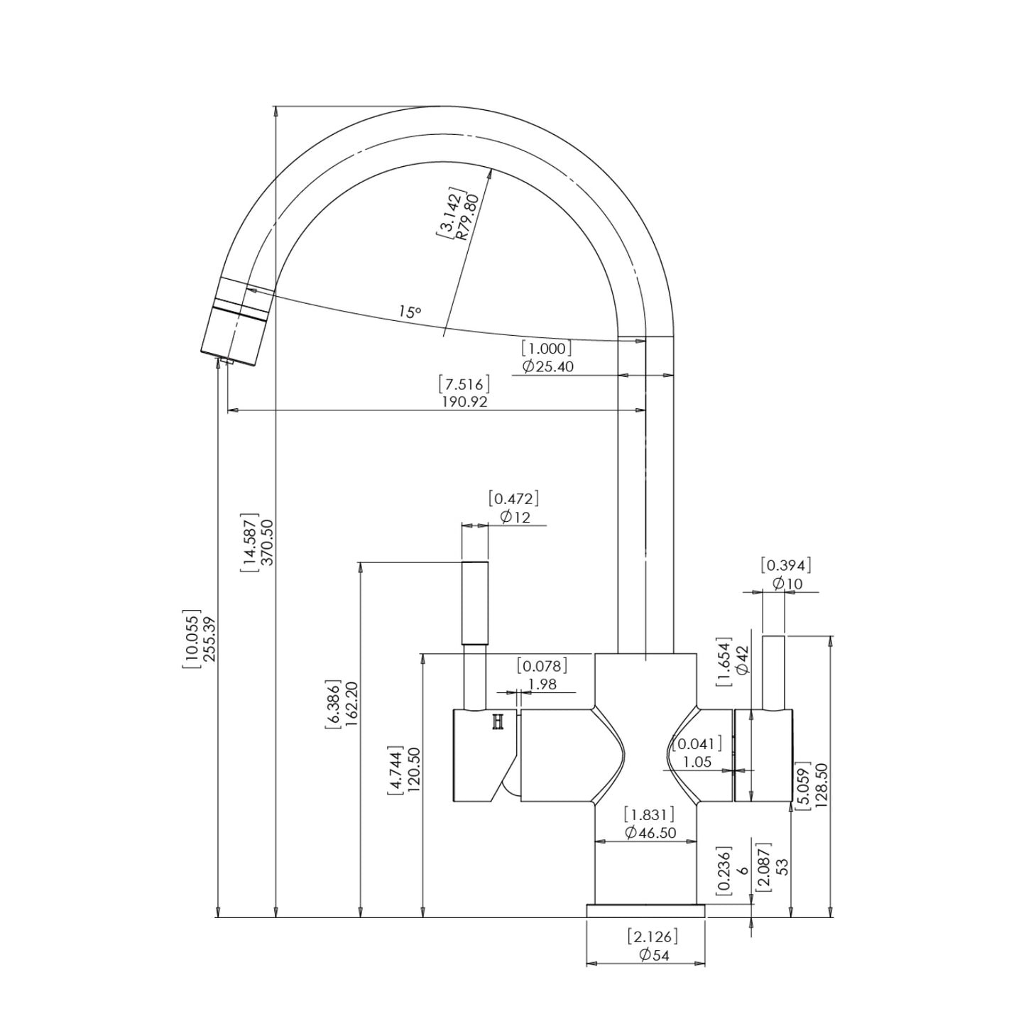 AquaCo Chrome High Loop 3 Way Mixer with LED Filter Change Reminder - Model: 3W-HL-CH