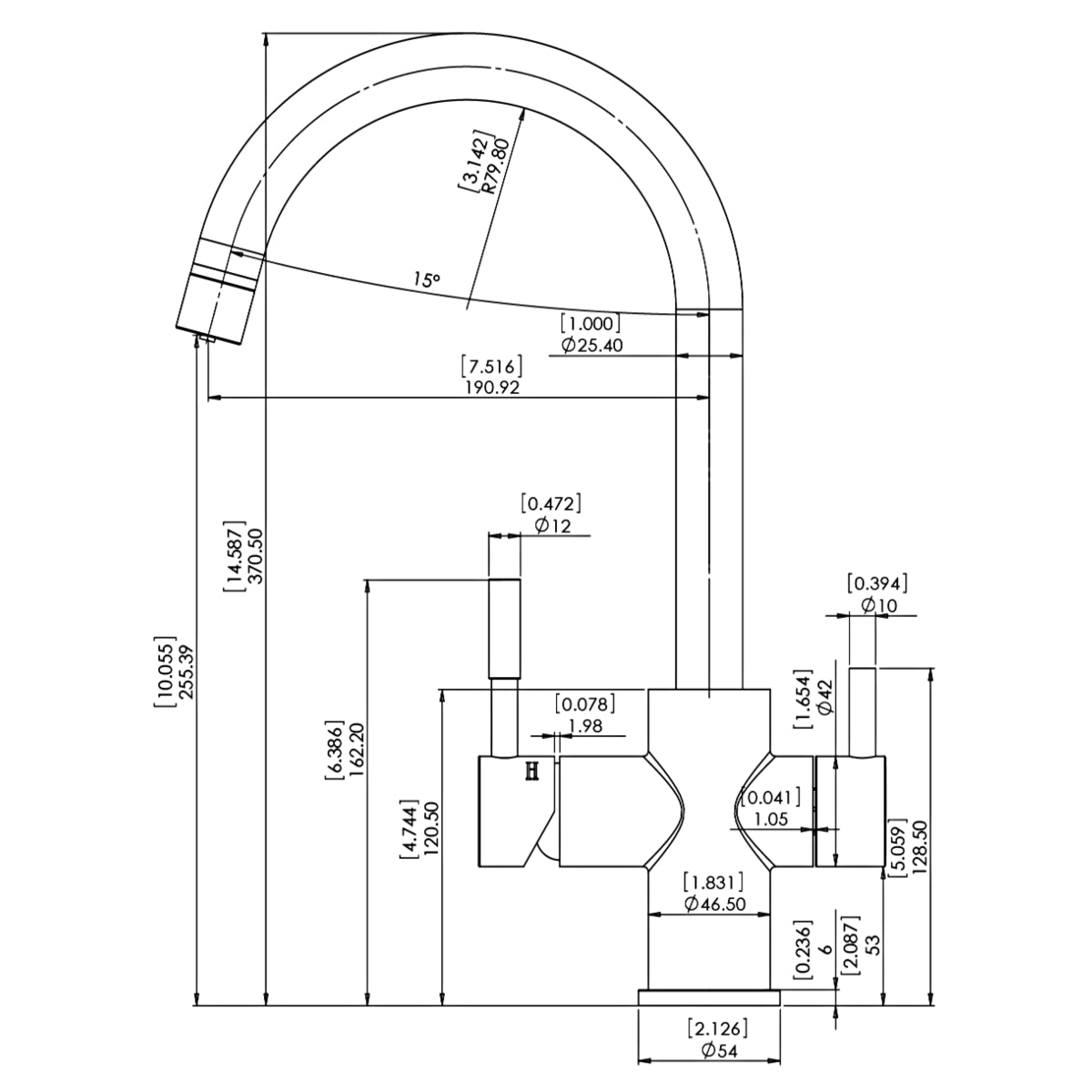 AquaCo Matte Black High Loop 3 Way Mixer - Model: 3W-HL-MB