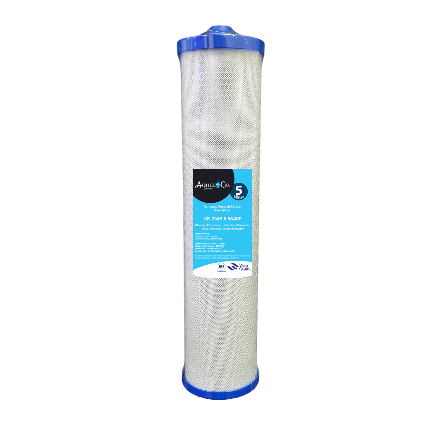AquaCo 20" x 4.5" 5 Micron Carbon Block Cartridge