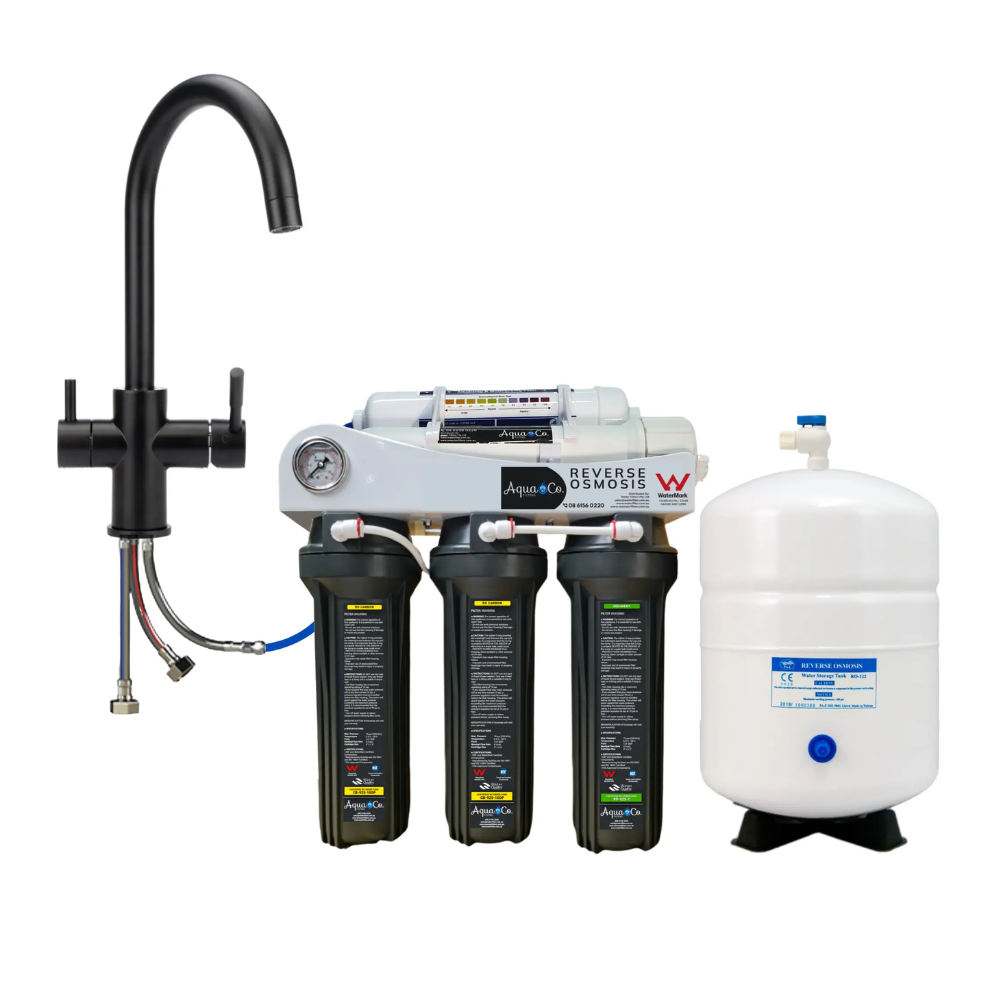 Bundle Deal: AquaCo 5 Stage Reverse Osmosis with 3 Way Mixer – Avoid Drilling a Hole and Replace Your Kitchen Mixer with a 3 Way Tap