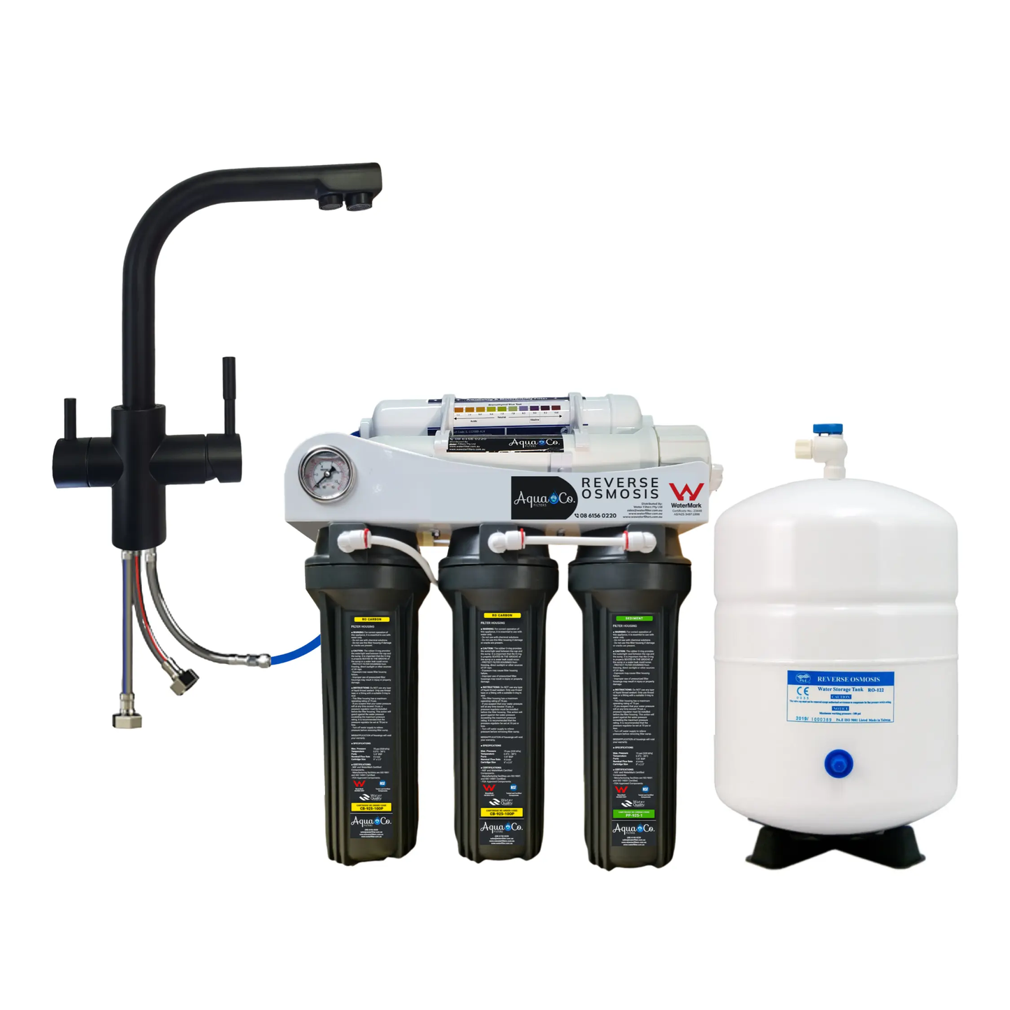 Bundle Deal: AquaCo 5 Stage Reverse Osmosis with 3 Way Mixer – Avoid Drilling a Hole and Replace Your Kitchen Mixer with a 3 Way Tap