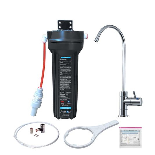AquaCo® SYS-925C Undersink Water Filter – Reduces Chlorine, Taste, Odours, Parasites, and Lead.