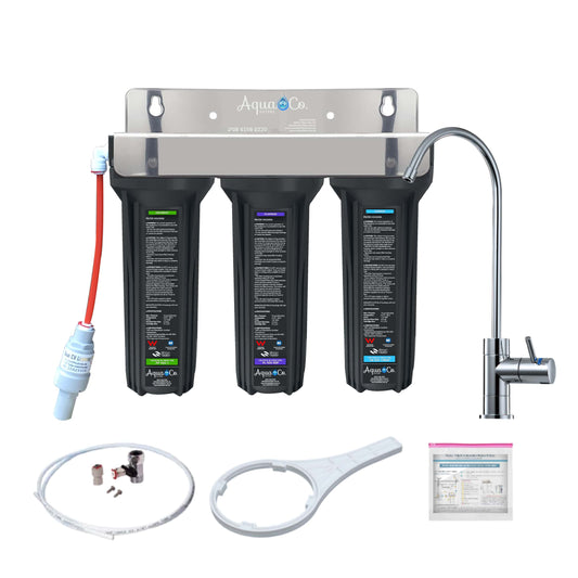 AquaCo® SYS-925SFC Undersink Water Filter - Reduces Chlorine, Taste, Odours, Parasites, Lead and Fluorides.