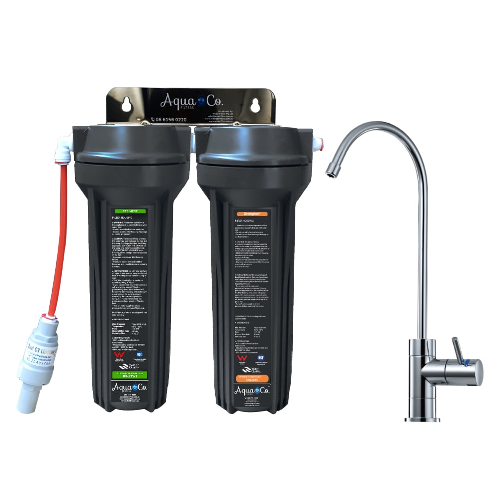 AquaCo SYS-925SD Undersink Water Filter - Reduces PFAS Compounds, Chlorine, Taste, Odours, Parasites, Bacteria, and Lead.