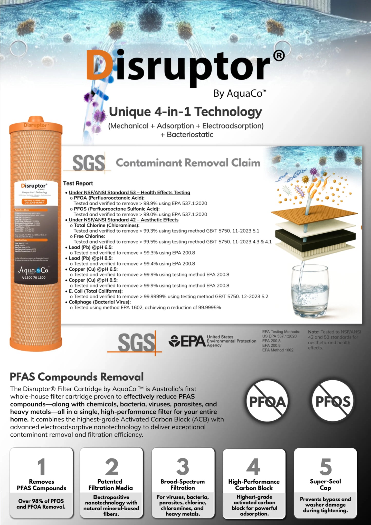 Pfas Inline Filter Premium PFAS Whole House Water Filter - Two Filtration Stages – AquaCo ...