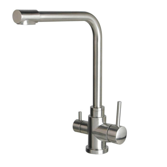 AquaCo Stainless Steel Long 3 Way Mixer - Model: 3W-LN-SS