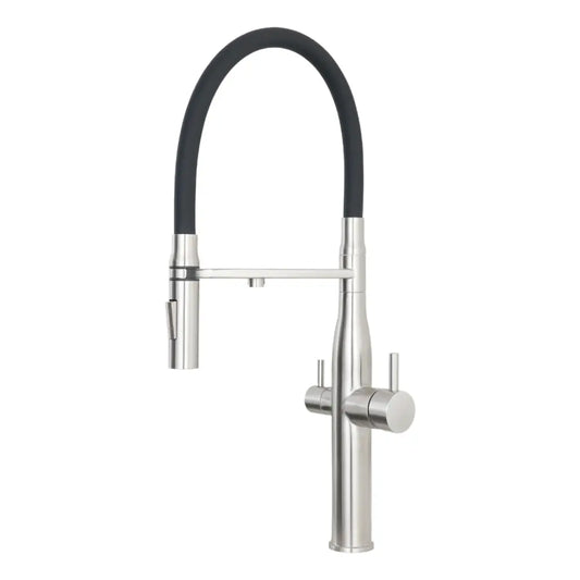 AquaCo Stainless Steel Pull Out Hose 3-Way Mixer - Model: 3W-PO-SS
