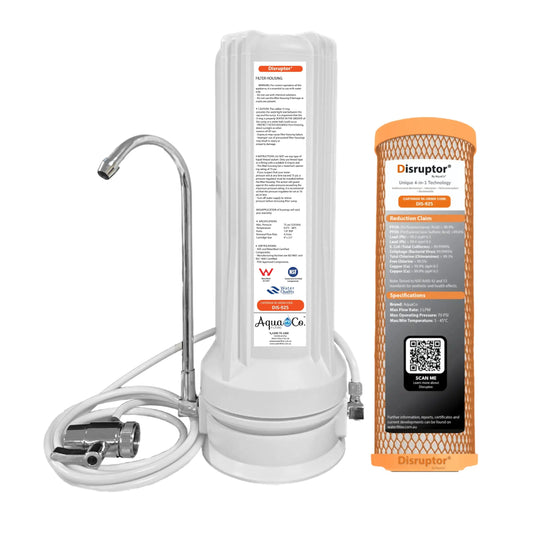 AquaCo CTOP-925D Countertop Water Filter - Reduces PFAS, Chlorine, Taste, Odours, Parasites, Viruses, Bacteria, and Lead.
