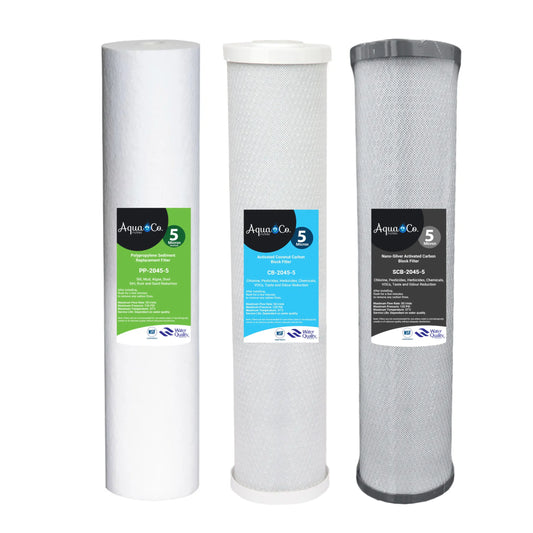 WA Bundle Deal: 20" x 4.5" Sediment, Carbon & Silver Carbon Replacement Filter Cartridges Set