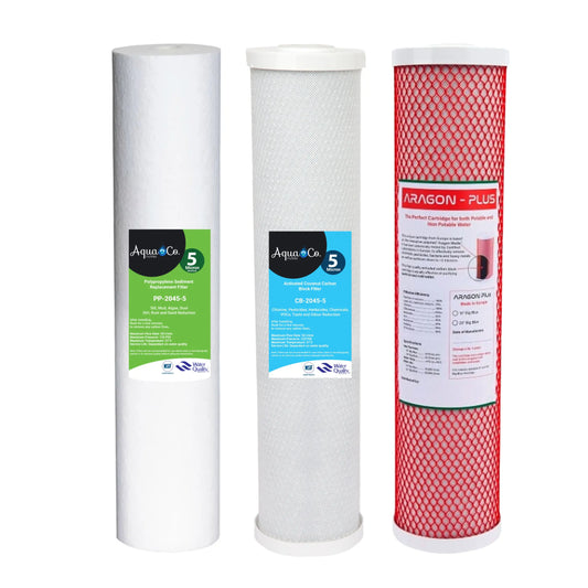 WA Bundle Deal: 20" x 4.5" Sediment, Carbon & Aragon Replacement Filter Cartridges Set