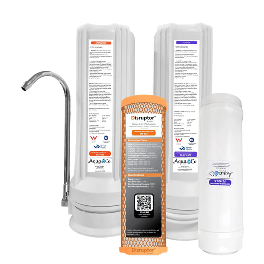 AquaCo CTOP-925FD Countertop Water Filter - Reduces PFAS Compounds, Chlorine, Taste, Odours, Parasites, Bacteria, Lead and Fluorides.