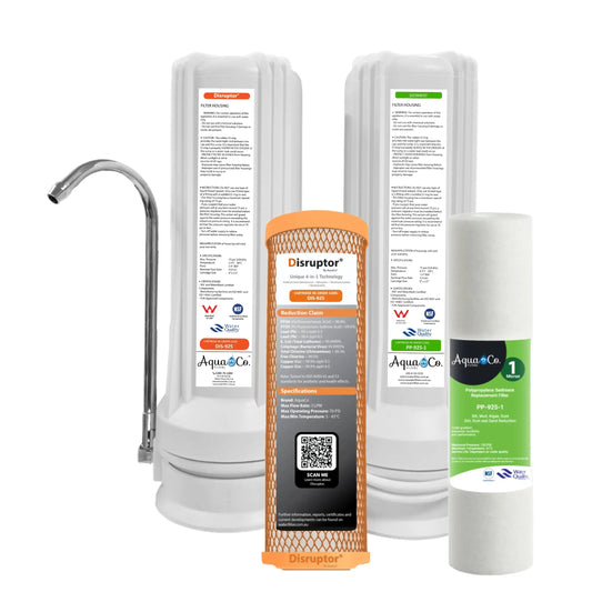 AquaCo CTOP-925SD Countertop Water Filter - Reduces PFAS Compounds, Chlorine, Taste, Odours, Parasites, Viruses, Bacteria, and Lead.