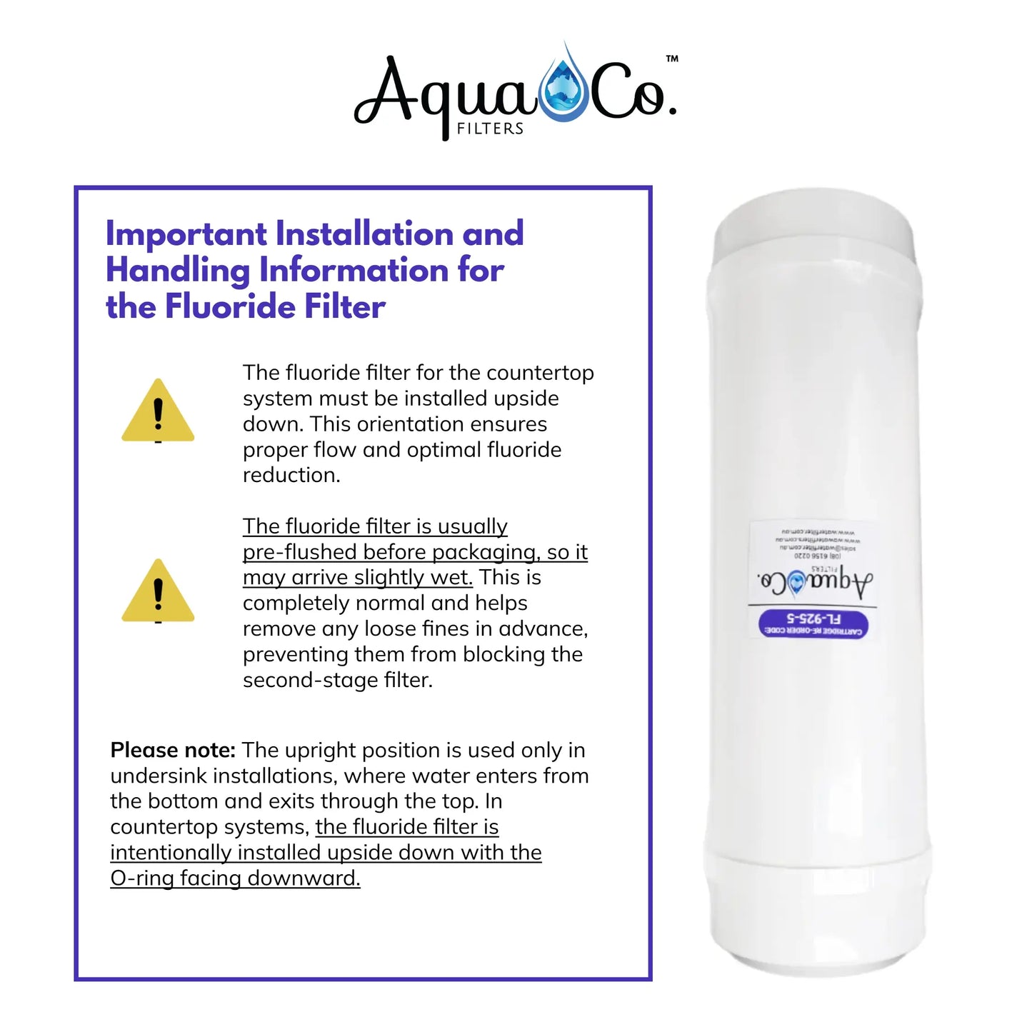 AquaCo CTOP-925FC Countertop Water Filter - Reduces Chlorine, Taste, Odours, Parasites, Lead and Fluorides.