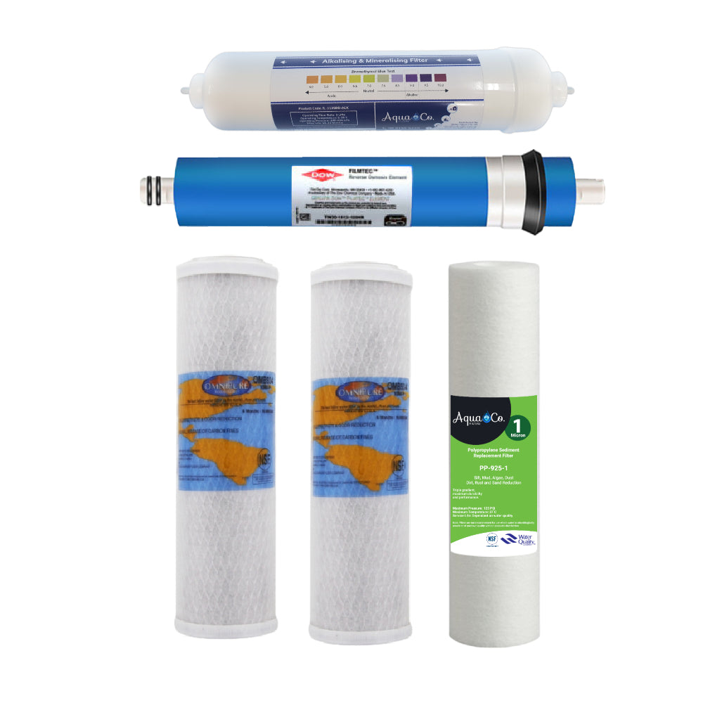 AquaCo ROUSA 5 Stage Undersink Reverse Osmosis Replacement Filters