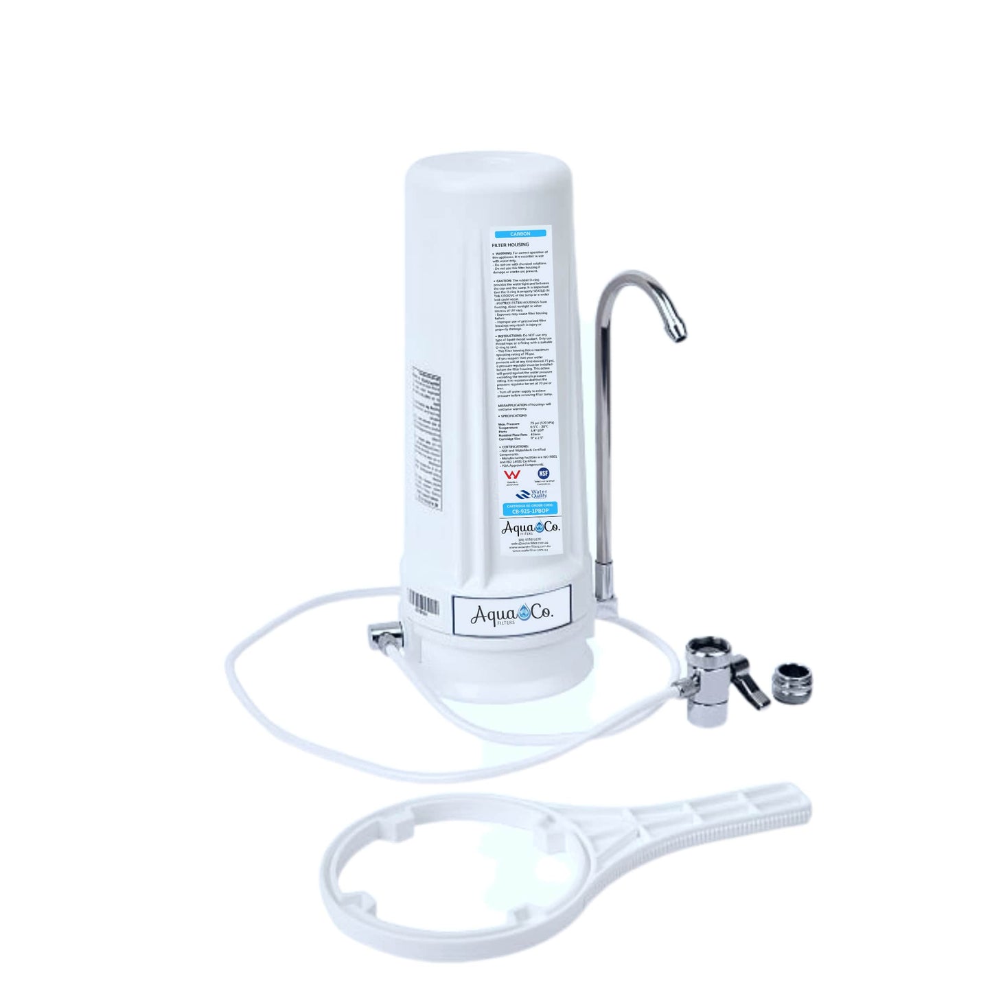 AquaCo CTOP-925C Countertop Water Filter - Reduces Chlorine, Taste, Odours, Parasites, and Lead.
