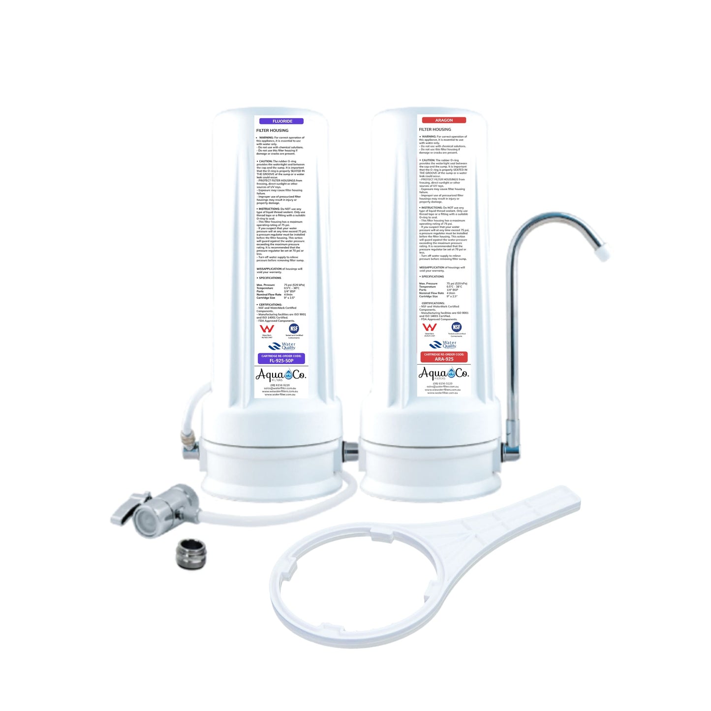 AquaCo CTOP-925FA Countertop Water Filter - Reduces Chlorine, Taste, Odours, Parasites, Bacteria, Lead and Fluorides.