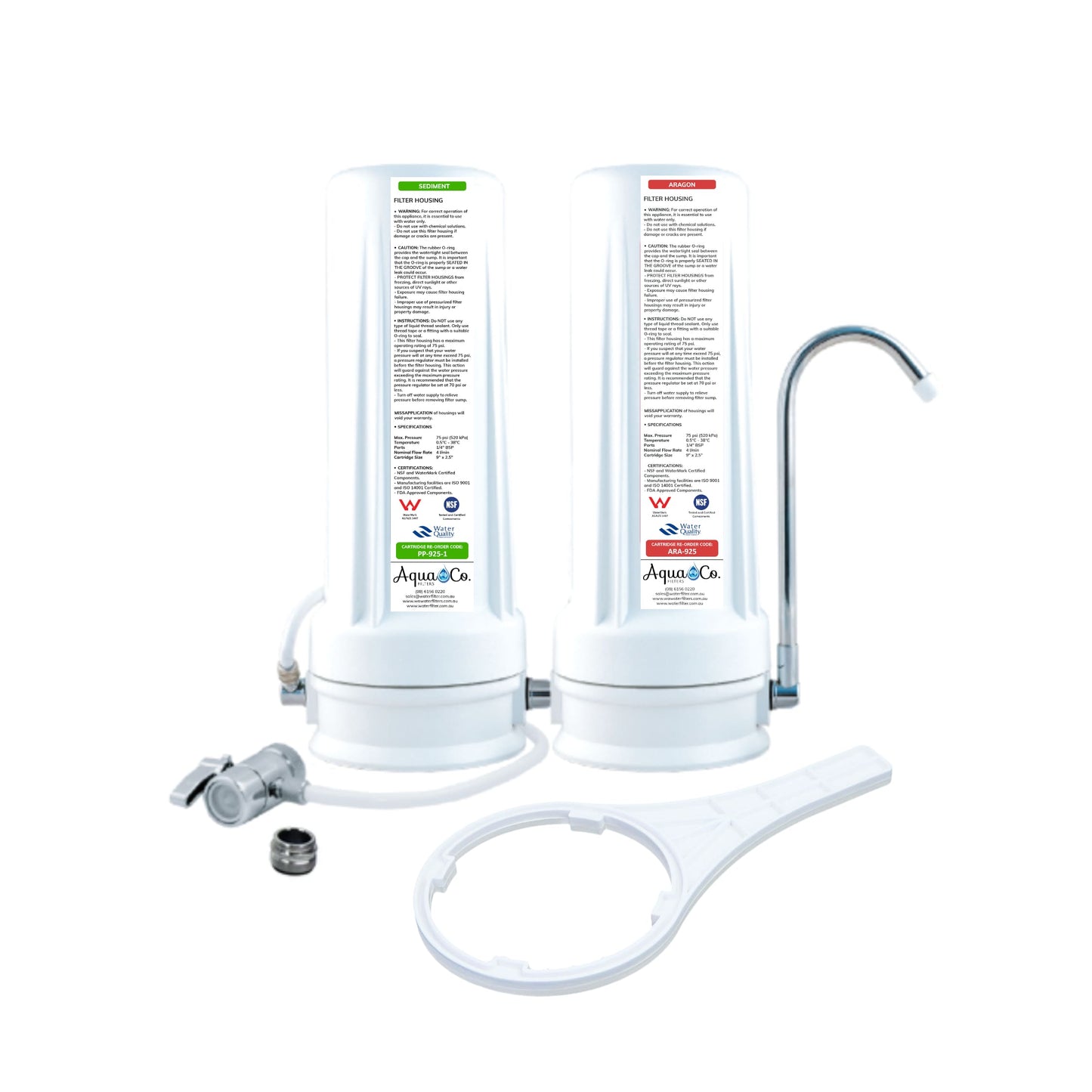 AquaCo CTOP-925SA Countertop Water Filter - Reduces Chlorine, Taste, Odours, Parasites, Viruses, Bacteria, and Lead.
