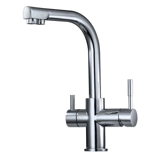 AquaCo Chrome L Shape 3-Way Mixer with LED Filter Change Reminder - Model: 3W-SL-CH