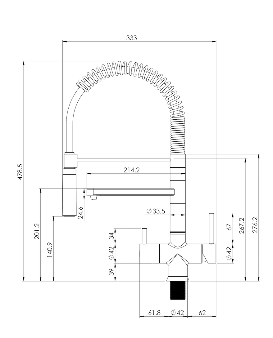 AquaCo Chrome Pull Out Hose 3 Way Mixer - Model: 3W-PO-CH