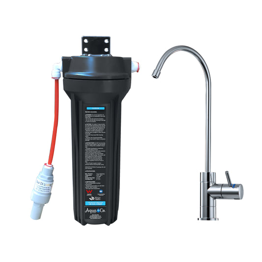 AquaCo® SYS-925C Undersink Water Filter – Reduces Chlorine, Taste, Odours, Parasites, and Lead.