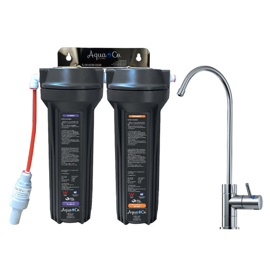 AquaCo® SYS-925FD Undersink Water Filter - Reduces PFAS Compounds, Chlorine, Taste, Odours, Parasites, Bacteria, Lead and Fluorides.
